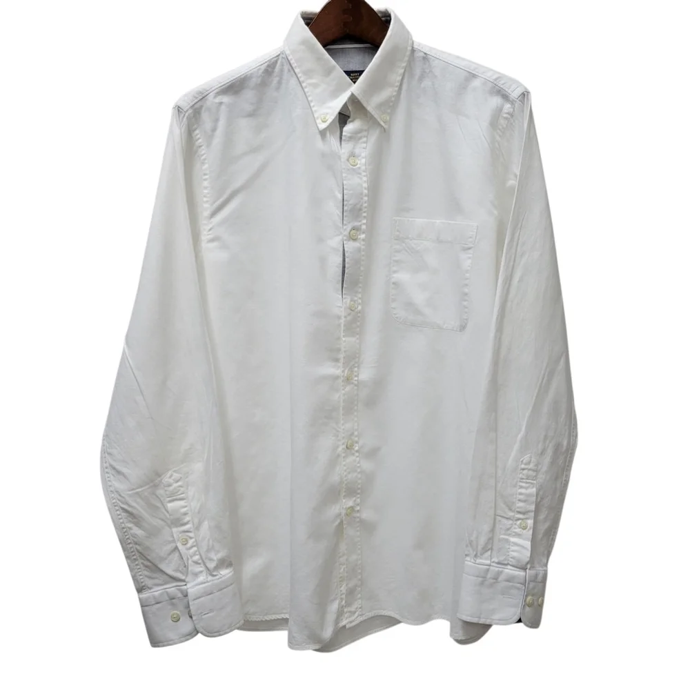 Hart Schaffner Marx Men's Button-down Long-Sleeves White Casual Shirt Size Large